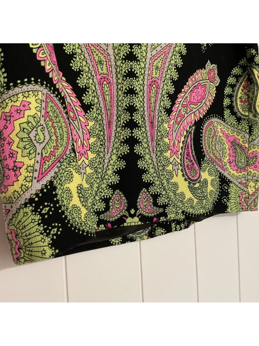 Paisley Embroidered Mini Skirt in Black with Pink & Green - Picture 3 of 10